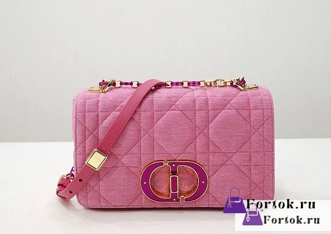 Fortok Dior Caro Denim Bag Pink 25.5x15.5x8cm - 1