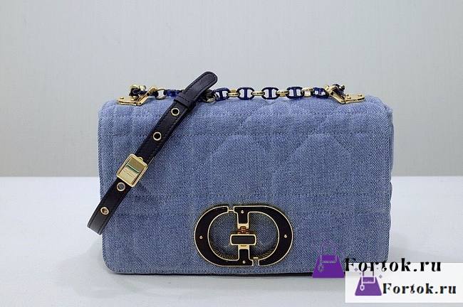 Fortok Dior Caro Denim Bag Blue 25.5x15.5x8cm - 1