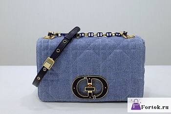 Fortok Dior Caro Denim Bag Blue 25.5x15.5x8cm