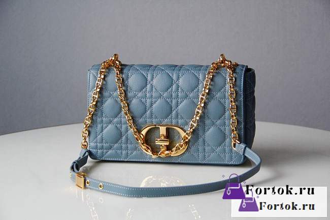 Fortok Dior Caro Bag Cannage Leather Blue 25.5x15.5x8cm - 1