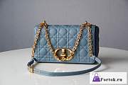 Fortok Dior Caro Bag Cannage Leather Blue 25.5x15.5x8cm - 1