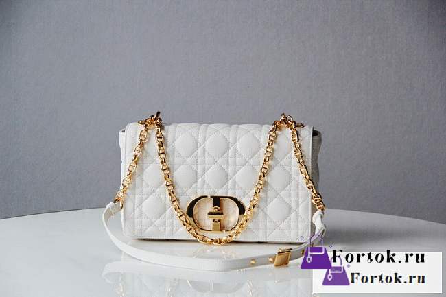 Fortok Dior Caro Bag Cannage Leather White 25.5x15.5x8cm - 1