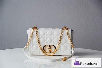 Fortok Dior Caro Bag Cannage Leather White 25.5x15.5x8cm