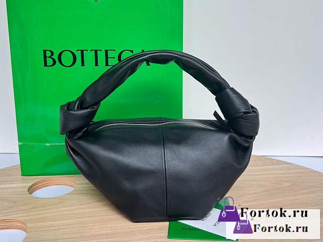 Fortok Bottega Veneta Black Double Knot Top Handle Bag - 1