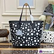 Fortok Louis Vuitton Yayou Kusama Neverfull MM Black M46390 31cm - 1
