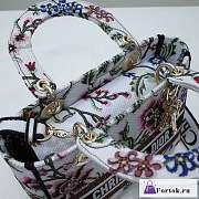 Fortok Dior Lady D-Lite Pattern Embroidery Bag White 24x20x11cm - 5