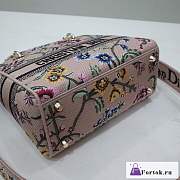 Fortok Dior Lady D-Lite Pattern Embroidery Bag Pink 24x20x11cm - 6