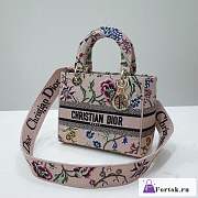 Fortok Dior Lady D-Lite Pattern Embroidery Bag Pink 24x20x11cm - 4