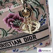 Fortok Dior Lady D-Lite Pattern Embroidery Bag Pink 24x20x11cm - 3
