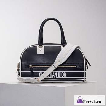 Fortok Dior Zip Vibe Bowling Bag Black 34x18x15cm