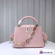 Fortok Louis Vuitton Capucines BB Handbag Pink M21643 27x18x9cm - 1