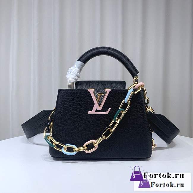 Fortok Louis Vuitton Capucines Bag Black M21798 21x14x8cm - 1