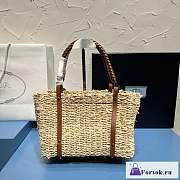 Fortok Prada Structured Leather-Trimmed Straw Tote Bag 26x18x13.5cm - 2