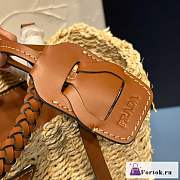 Fortok Prada Structured Leather-Trimmed Straw Tote Bag 26x18x13.5cm - 4