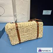Fortok Prada Structured Leather-Trimmed Straw Tote Bag 26x18x13.5cm - 5