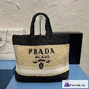 Fortok Prada Logo Raffia Tote Bag 49x35x15cm - 1