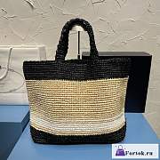 Fortok Prada Logo Raffia Tote Bag 49x35x15cm - 4