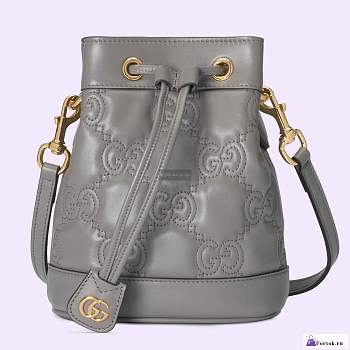 Fortok Gucci GG Matelassé Bucket Bag Grey 16x20x9.5cm