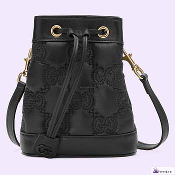 Fortok Gucci GG Matelassé Bucket Bag Black 16x20x9.5cm