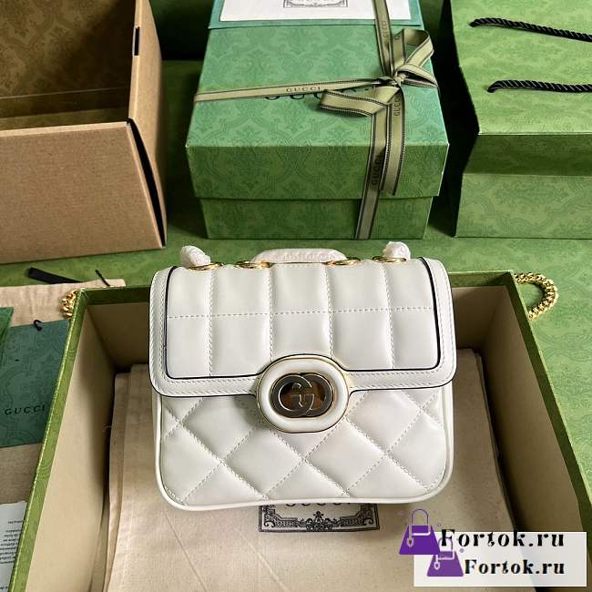 Fortok Gucci White Deco Shoulder Bag 18x14.5x8cm - 1