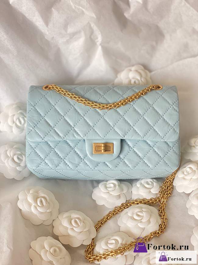 Fortok Chanel 2.55 Reissue Chervon Bag Blue 20cm - 1