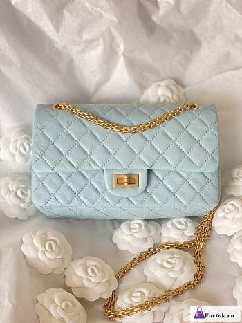 Fortok Chanel 2.55 Reissue Chervon Bag Blue 20cm