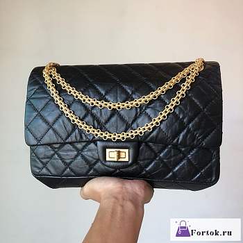 Fortok Chanel 2.55 Reissue Chervon Bag Black 28cm