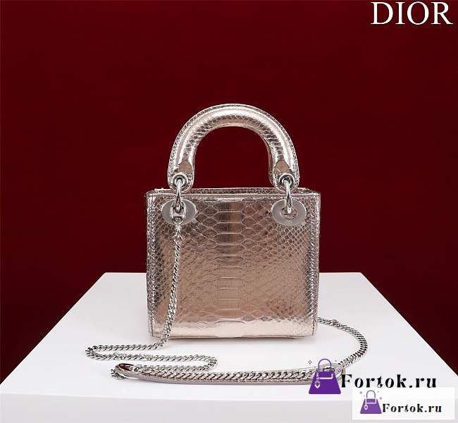 Fortok Dior Lady Mini Bag Crocodile Skin White 17x15x7cm - 1