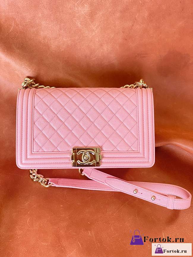 Fortok Chanel Leboy Bag Pink Gold Buckle 25cm - 1