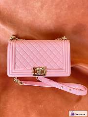 Fortok Chanel Leboy Bag Pink Gold Buckle 25cm - 1