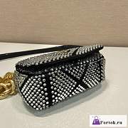 Fortok Prada Grey Mini Crystal-embellished Triangle Logo Shoulder Bag  - 6