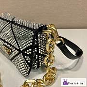 Fortok Prada Grey Mini Crystal-embellished Triangle Logo Shoulder Bag  - 5