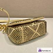 Fortok Prada Gold Mini Crystal-embellished Triangle Logo Shoulder Bag  - 6