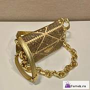 Fortok Prada Gold Mini Crystal-embellished Triangle Logo Shoulder Bag  - 5
