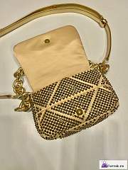 Fortok Prada Gold Mini Crystal-embellished Triangle Logo Shoulder Bag  - 4