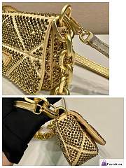 Fortok Prada Gold Mini Crystal-embellished Triangle Logo Shoulder Bag  - 3