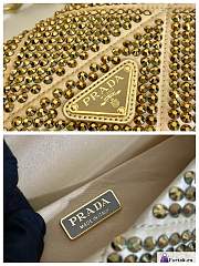 Fortok Prada Gold Mini Crystal-embellished Triangle Logo Shoulder Bag  - 2