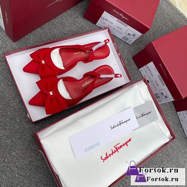 Fortok Salvatore Ferragamo Reda Slingback Pumps Red - 1