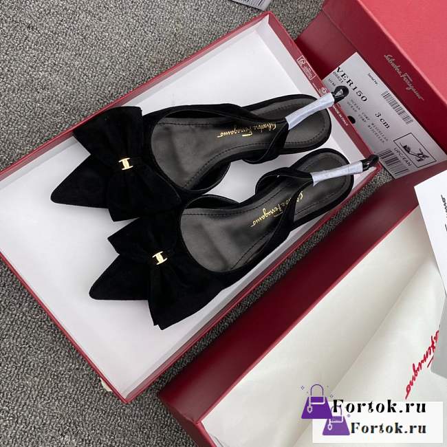 Fortok Salvatore Ferragamo Reda Slingback Pumps Black - 1