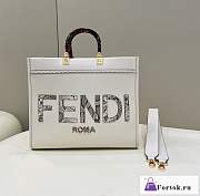Fortok Fendi Sunshine White Leather And Elaphe Shopper Bag 36×12×31cm - 1