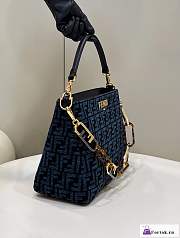 Fortok Fendi O'Lock Zip Dark Blue Tapestry Fabric Bag 35x14x23cm - 5
