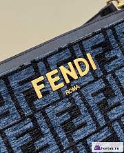 Fortok Fendi O'Lock Zip Dark Blue Tapestry Fabric Bag 35x14x23cm - 4