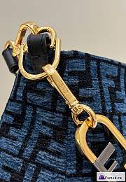 Fortok Fendi O'Lock Zip Dark Blue Tapestry Fabric Bag 35x14x23cm - 3