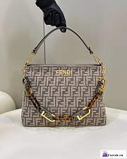 Fortok Fendi O'Lock Zip Beige Tapestry Fabric Bag 35x14x23cm - 1