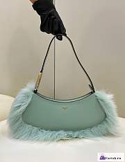 Fortok Fendi O-lock Swing Blue Fox Fur And Leather Pouch - 1