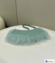 Fortok Fendi O-lock Swing Blue Fox Fur And Leather Pouch - 6