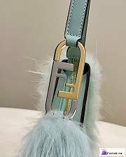Fortok Fendi O-lock Swing Blue Fox Fur And Leather Pouch - 3