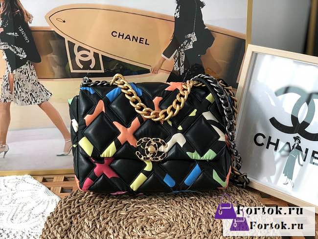 Fortok Chanel 19 Flap Bag Lambskin Multicolor AS1160 26cm - 1