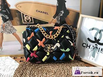 Fortok Chanel 19 Flap Bag Lambskin Multicolor AS1160 26cm