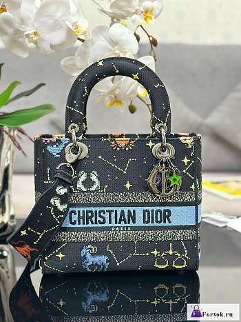 Fortok Dior Lady D-Lite Zodiac Embroidery Black M0565 24x20x11cm